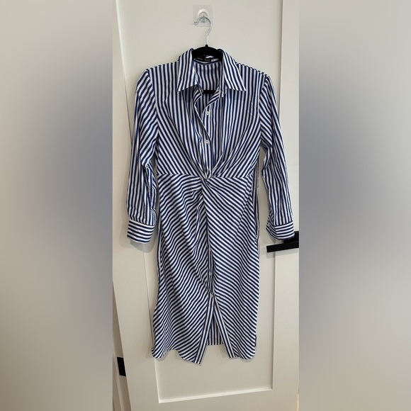 Vertical stripe twist front shirt dress - Picture 1 of 2